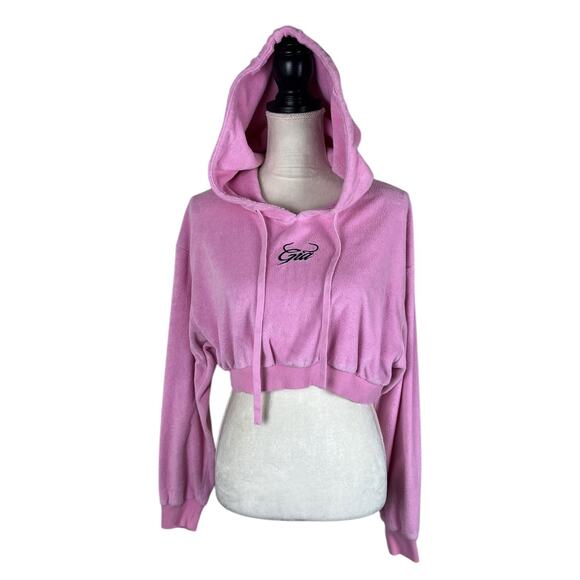 I.AM.GIA Tops - I.AM.GIA Torres Hoodie Pink Terry Cotton Cropped Sweatshirt Size Small